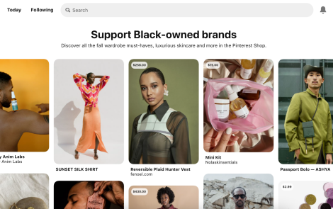 Example of UI for Pinterest on Desktop